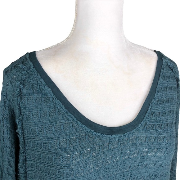 Free People teal open-weave slouchy dolman sweater scoop neck We the Free XS - Picture 4 of 14